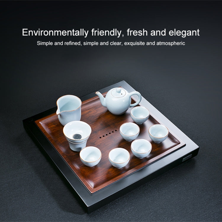 Square Bamboo Tea Tray with Round Holes, Size: 41 x 41 x 4.3cm