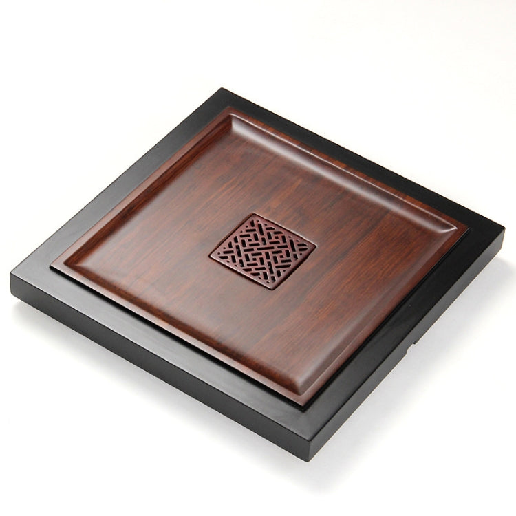 Square Bamboo Tea Tray with Hollow Design, Size: 41 x 41 x 4.3cm