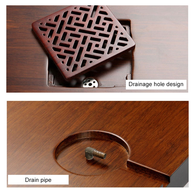 Square Bamboo Tea Tray with Hollow Design, Size: 41 x 41 x 4.3cm