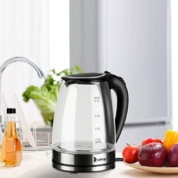 [UK Warehouse] ZOKOP HD-1857-A 220V 2200W 1.8L Glass Electric Kettle, Specification:UK Plug