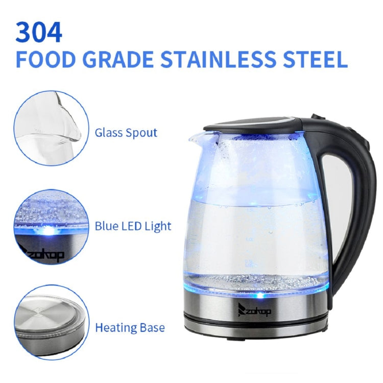 [UK Warehouse] ZOKOP HD-1857-A 220V 2200W 1.8L Glass Electric Kettle, Specification:UK Plug