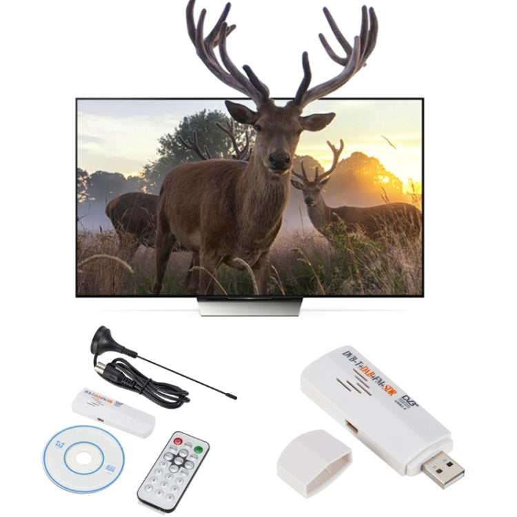 Digital RTL2832U+R820T DVB-T SDR+DAB+FM USB 2.0 Digital TV Dongle / Receiver , with Remote Control(White)
