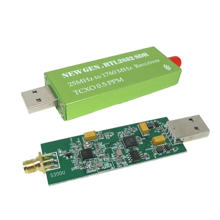 USB2.0 Adapter RTL-SDR RTL2832U + R820T2+ 1Ppm TCXO TV Tuner Stick Receiver(Green)
