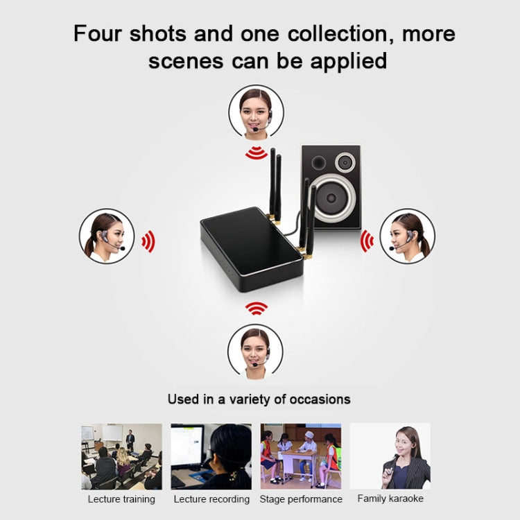 ASiNG WM07 4 x Transmitter + 1 x Receiver Head-mounted Wireless Microphone(Black)