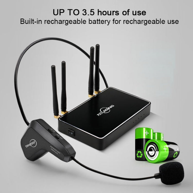 ASiNG WM07 4 x Transmitter + 1 x Receiver Head-mounted Wireless Microphone(Black)