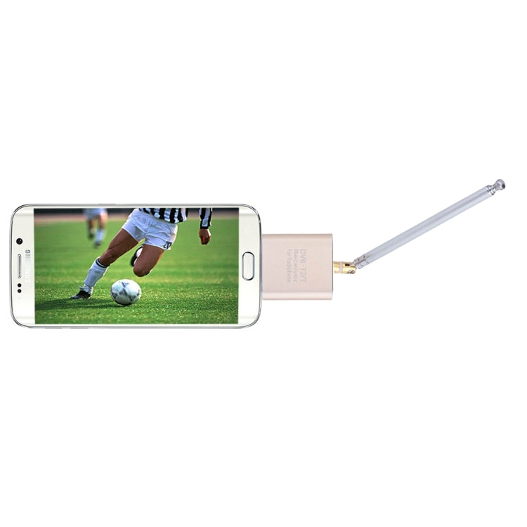 DVB-T2 / DVB-T Portable Micro USB Port Digital TV Receiver Tuner for Android  Phones / Tablet PC with OTG Function(Gold)