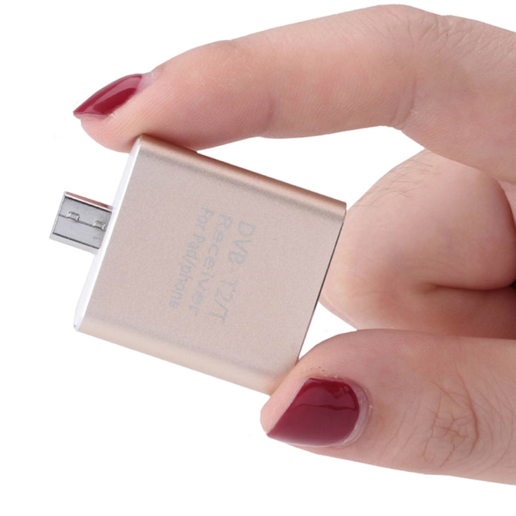 DVB-T2 / DVB-T Portable Micro USB Port Digital TV Receiver Tuner for Android  Phones / Tablet PC with OTG Function(Gold)