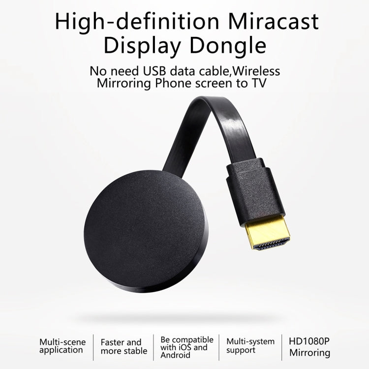 WeCast A28 Wireless WiFi Display Dongle Receiver Airplay Miracast DLNA 1080P HD TV Stick, RK3036 Dual Core Cortex A7(Black)