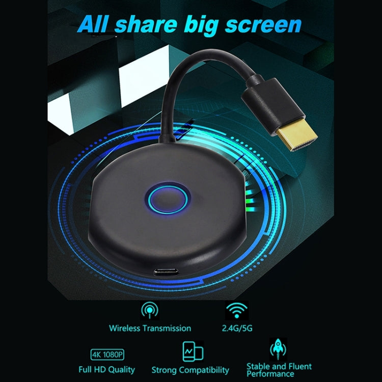 WeCast C39BK 4K Dual-Band 5GHz & 2.4GHz WiFi Display Dongle Receiver Airplay Miracast DLNA 4K UHD TV Stick, RK3229 Quad-core Cortex-A7 up to 1.5GHz (Black)