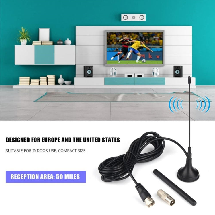 TW4 50 Miles Range 5dBi High Gain Amplified Digital HDTV Indoor TV Antenna with 2.5m Coaxial Cable