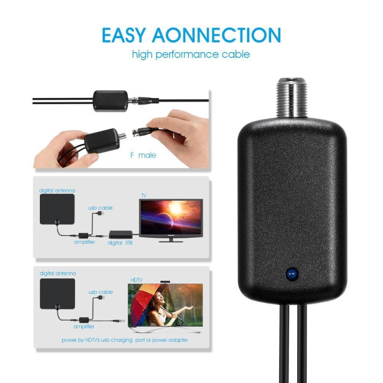 TY33 50 Miles Range 28dBi High Gain Amplified Digital HDTV Indoor TV Antenna with 4m Coaxial Cable & LED Light
