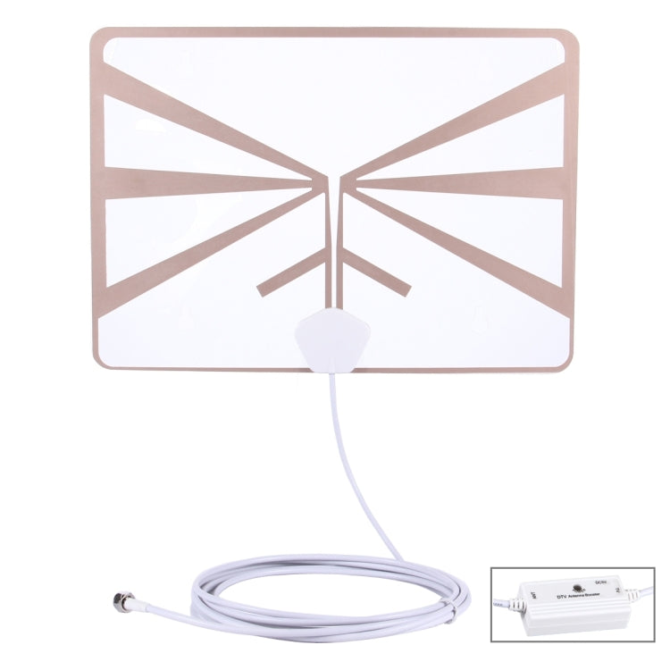 HDA-033H2D Wall-mountable Ultra-thin Digital HDTV Antenna Indoor High-definition Digital TV Aerial with Amplifier (White)