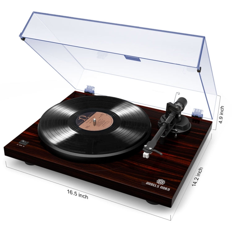 [US Warehouse] Wooden Retro Record Player with Built-in Phono Preamp And Belt Drive