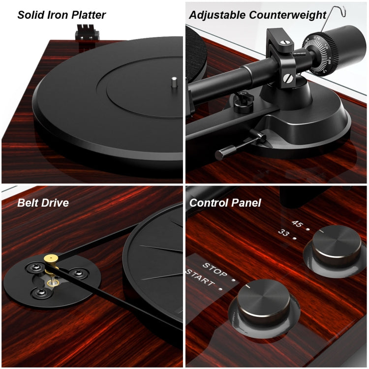 [US Warehouse] Bluetooth Turntable Stereo Record Player with Built-in 2-Speed Phono Preamp and Belt Drive