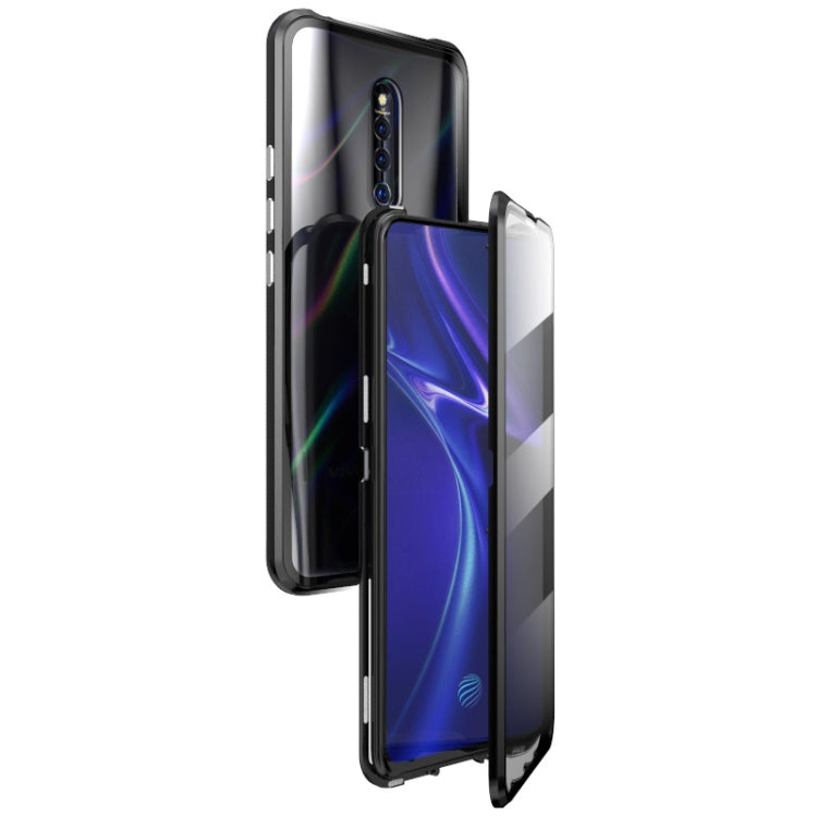 Ultra Slim Double Sides Magnetic Adsorption Angular Frame Tempered Glass Magnet Flip Case for Vivo X27 Pro