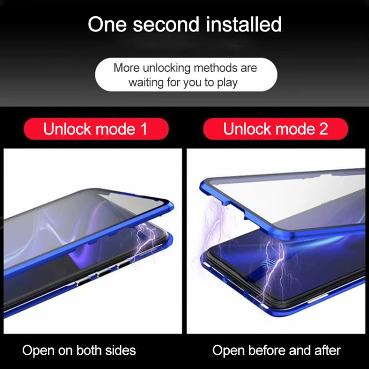 Ultra Slim Double Sides Magnetic Adsorption Angular Frame Tempered Glass Magnet Flip Case for Vivo X27 Pro