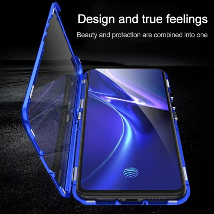 Ultra Slim Double Sides Magnetic Adsorption Angular Frame Tempered Glass Magnet Flip Case for Vivo X27 Pro