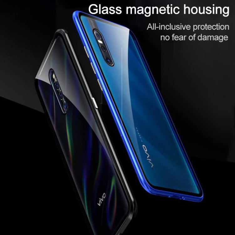 Ultra Slim Double Sides Magnetic Adsorption Angular Frame Tempered Glass Magnet Flip Case for Vivo X27 Pro