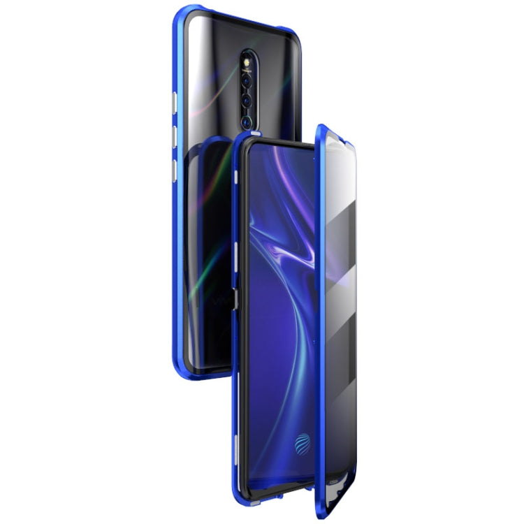 Ultra Slim Double Sides Magnetic Adsorption Angular Frame Tempered Glass Magnet Flip Case for Vivo X27 Pro