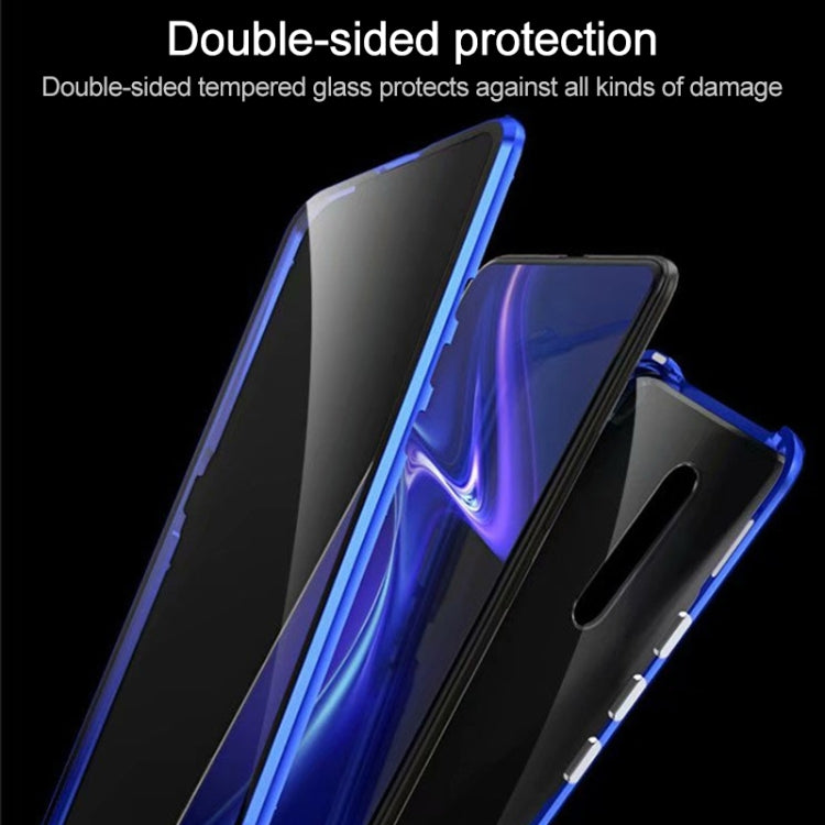 Ultra Slim Double Sides Magnetic Adsorption Angular Frame Tempered Glass Magnet Flip Case for Vivo X27 Pro
