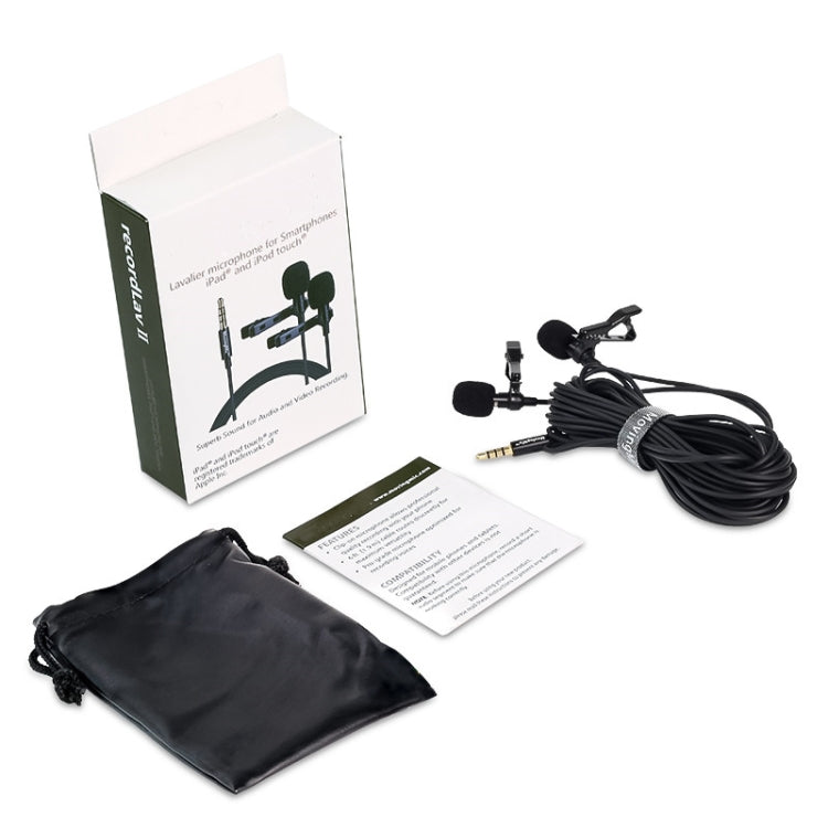 MC-LM300 Double Lavalier Recording Omnidirectional Microphone, Length: 4m