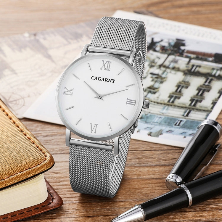CAGARNY 6812 Concise Style Ultra Thin Quartz Wrist Watch with Stainless Steel Band