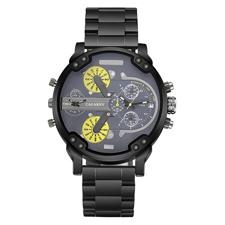 CAGARNY 6820 Fashionable Business Style Large Dial Dual Time Zone Quar