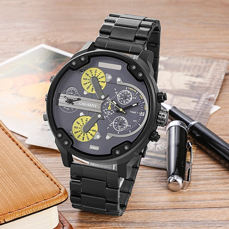 CAGARNY 6820 Fashionable Business Style Large Dial Dual Time Zone Quar