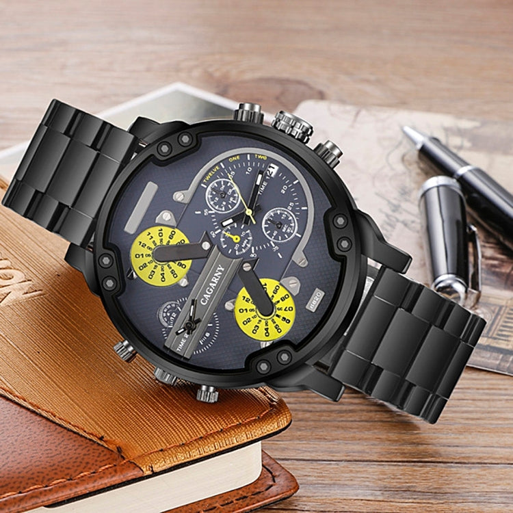 CAGARNY 6820 Fashionable Business Style Large Dial Dual Time Zone Quar