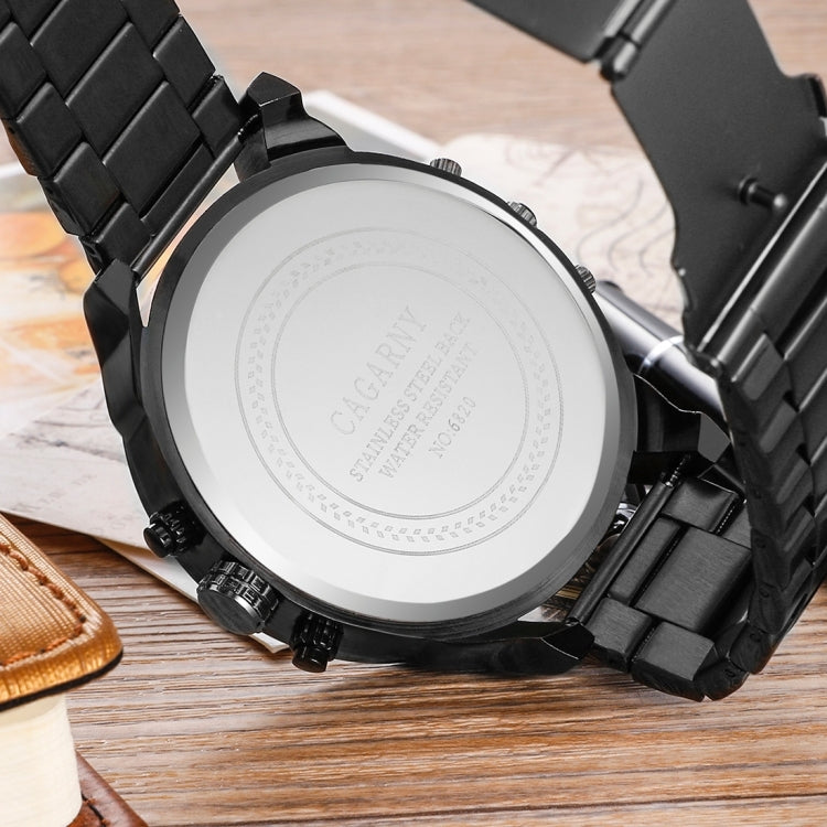 CAGARNY 6820 Fashionable Business Style Large Dial Dual Time Zone Quar