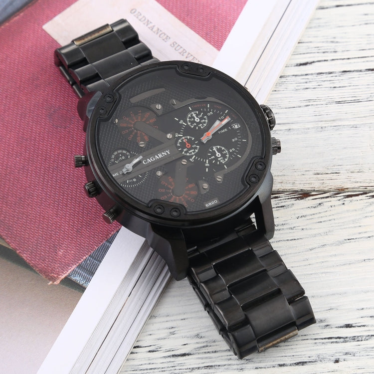 CAGARNY 6820 Fashionable Business Style Large Dial Dual Time Zone Quar
