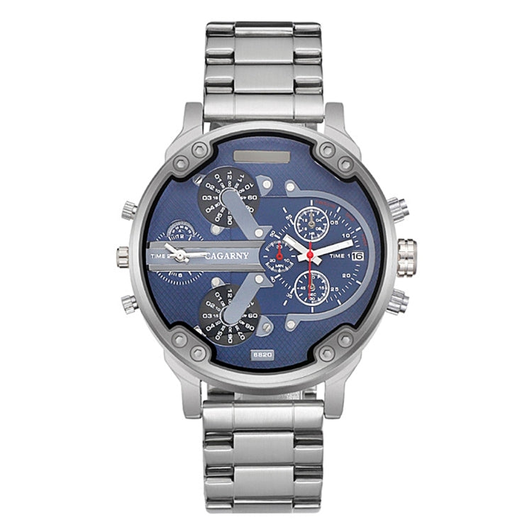 CAGARNY 6820 Fashionable Business Style Large Dial Dual Time Zone Quar