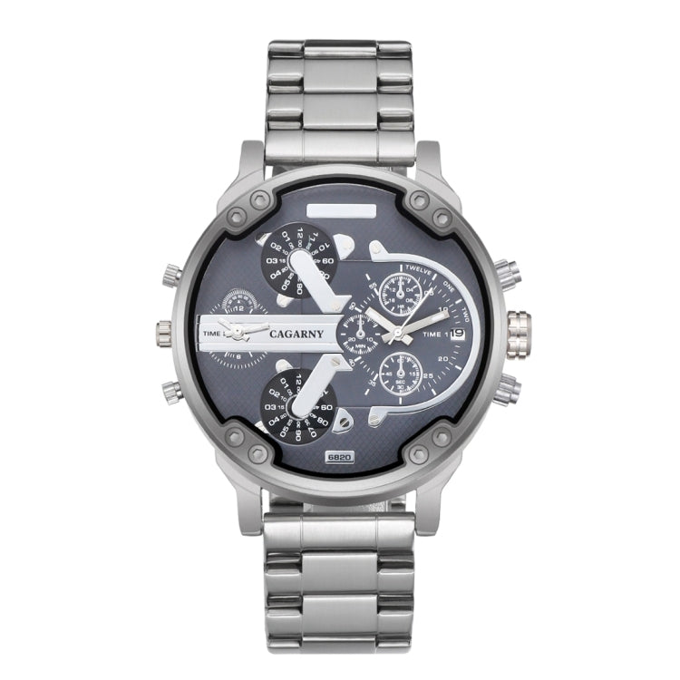 CAGARNY 6820 Fashionable Business Style Large Dial Dual Time Zone Quar