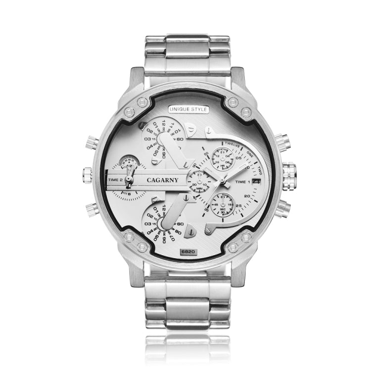 CAGARNY 6820 Fashionable Business Style Large Dial Dual Time Zone Quar