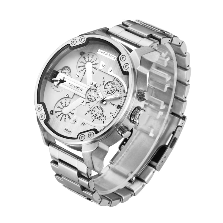 CAGARNY 6820 Fashionable Business Style Large Dial Dual Time Zone Quar