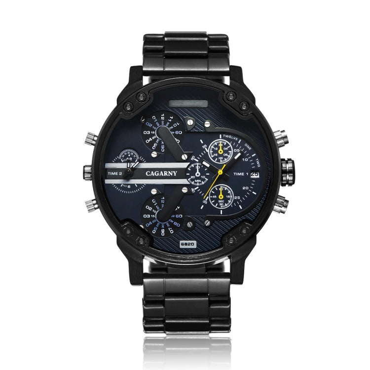 CAGARNY 6820 Fashionable Business Style Large Dial Dual Time Zone Quar