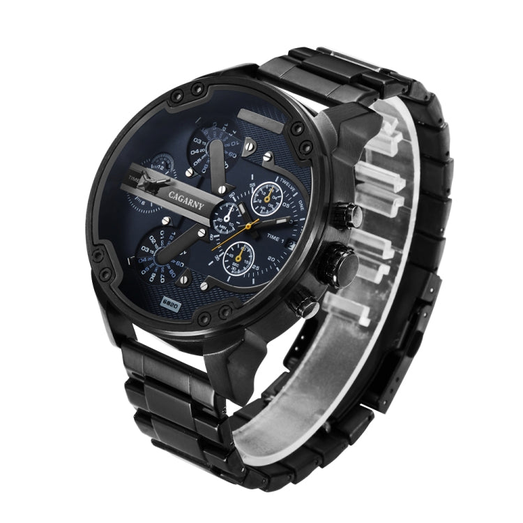 CAGARNY 6820 Fashionable Business Style Large Dial Dual Time Zone Quar