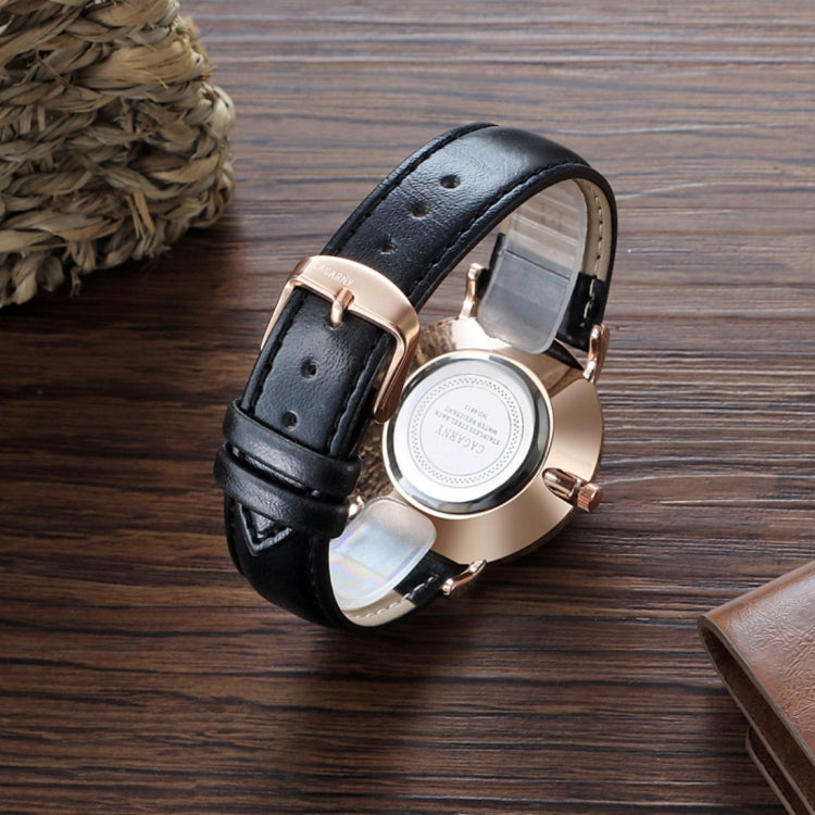 CAGARNY 6812 Round Dial Alloy Case Fashion Men Quartz Watch with PU Leather Band (Black)