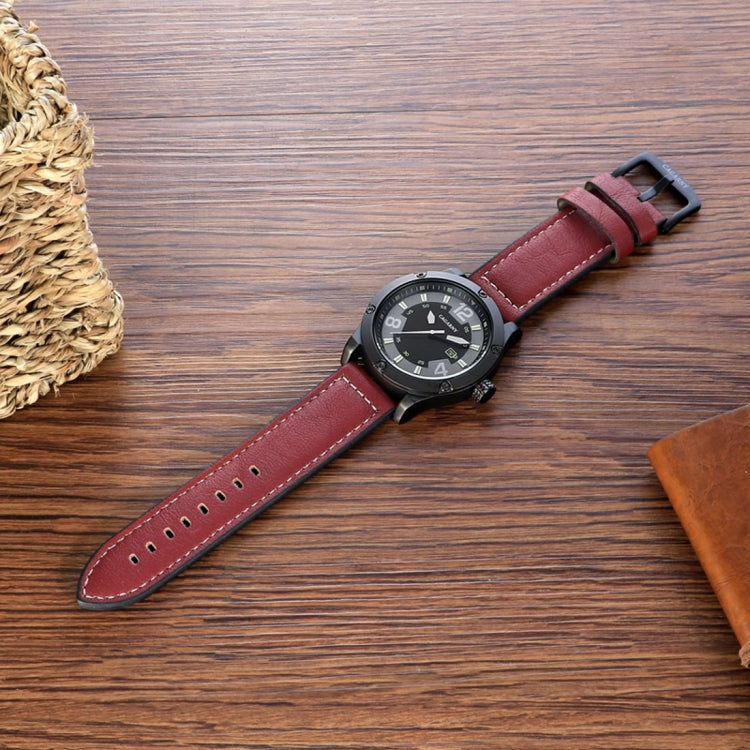 CAGARNY 6869 Round Dial Alloy Case Fashion Men Quartz Watch with PU Leather Band (Red)