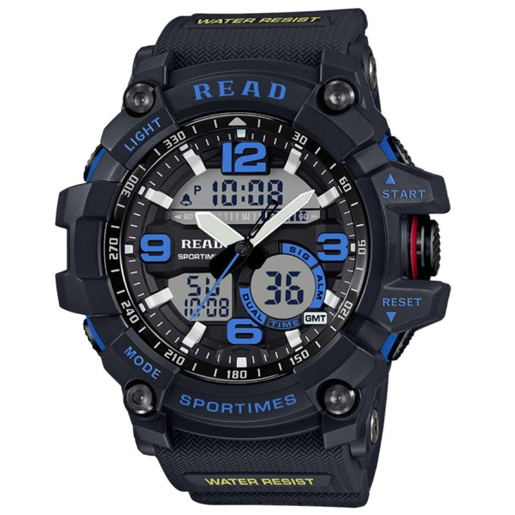 READ R90001 Luminous & Alarm & Date & Week Display Function Quartz Movement Men Sport Watch with Rubber Band