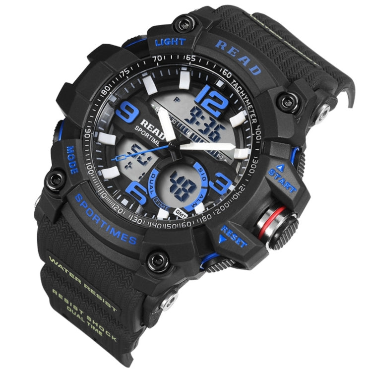 READ R90001 Luminous & Alarm & Date & Week Display Function Quartz Movement Men Sport Watch with Rubber Band