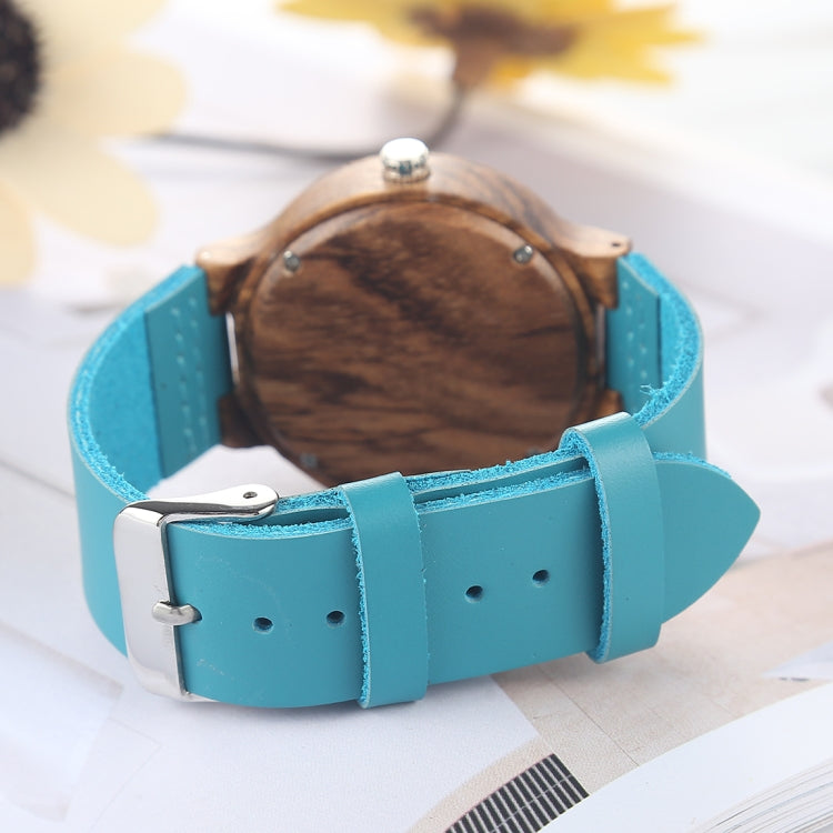 Fashion Personality Small Round Dial Wooden Shell Watch with Leather Strap