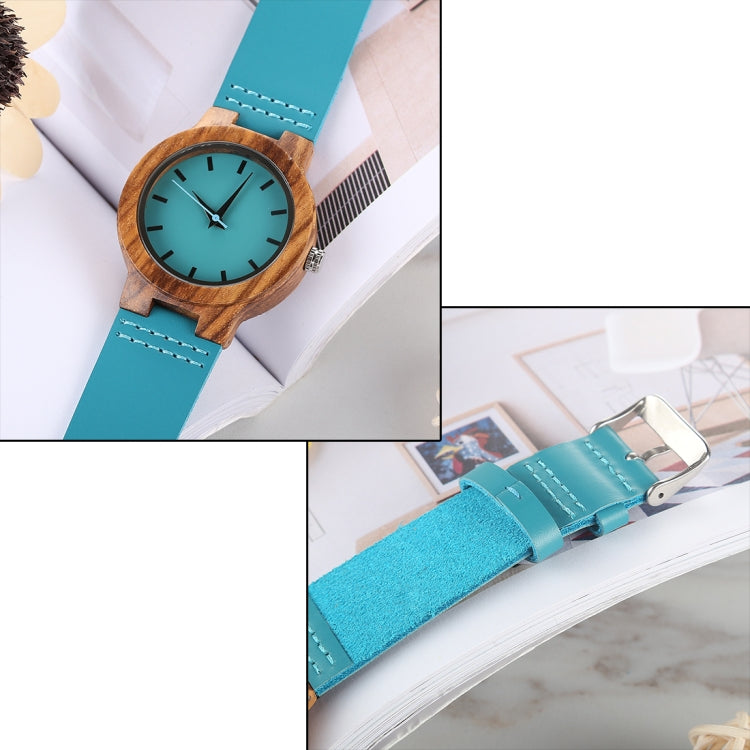 Fashion Personality Small Round Dial Wooden Shell Watch with Leather Strap