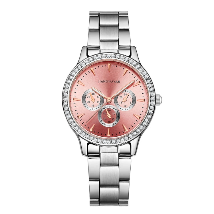1418 JIAYUYAN Water Resistant Fashion Women Quartz Wrist Watch with Alloy Band  Three Decoration Dials