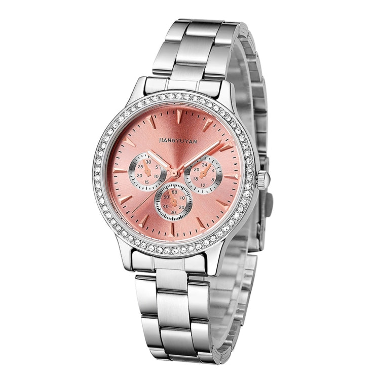 1418 JIAYUYAN Water Resistant Fashion Women Quartz Wrist Watch with Alloy Band  Three Decoration Dials