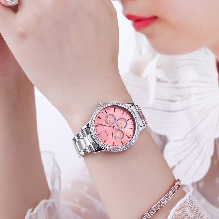 1418 JIAYUYAN Water Resistant Fashion Women Quartz Wrist Watch with Alloy Band  Three Decoration Dials