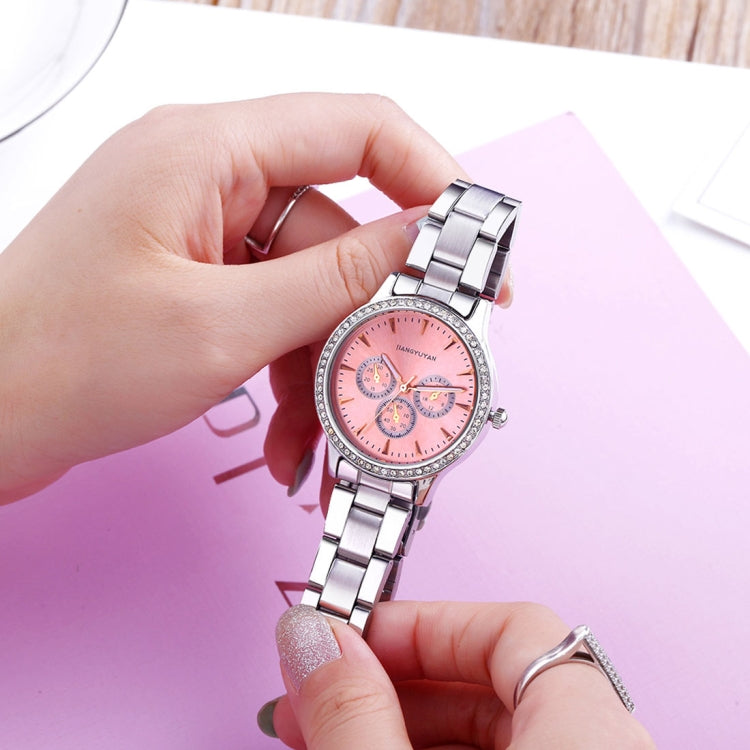 1418 JIAYUYAN Water Resistant Fashion Women Quartz Wrist Watch with Alloy Band  Three Decoration Dials