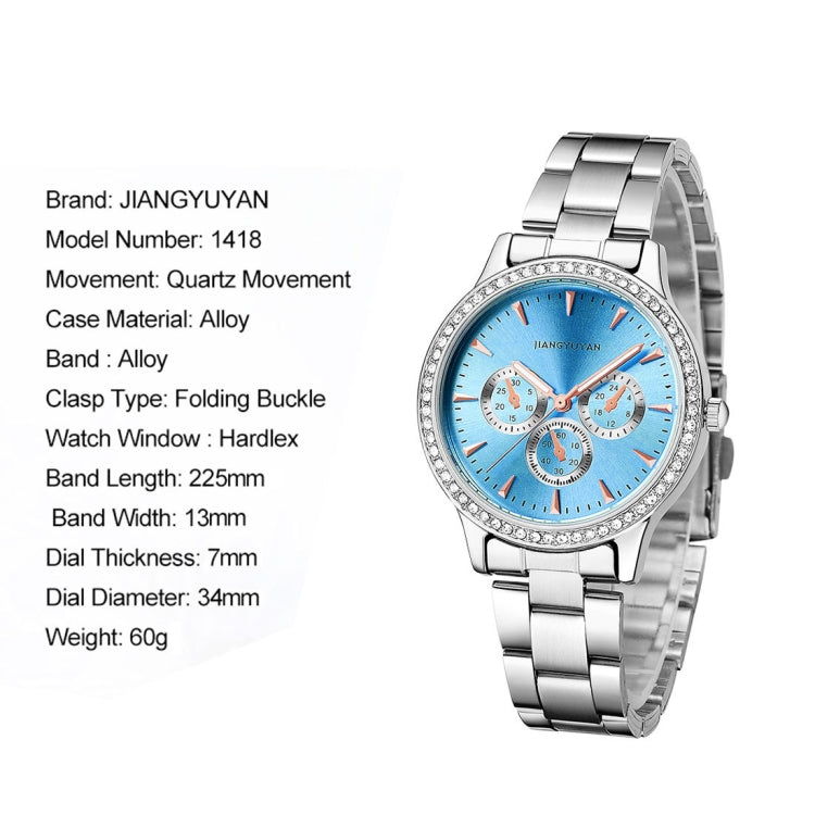 1418 JIAYUYAN Water Resistant Fashion Women Quartz Wrist Watch with Alloy Band  Three Decoration Dials