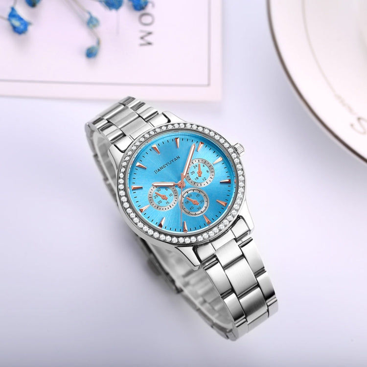 1418 JIAYUYAN Water Resistant Fashion Women Quartz Wrist Watch with Alloy Band  Three Decoration Dials