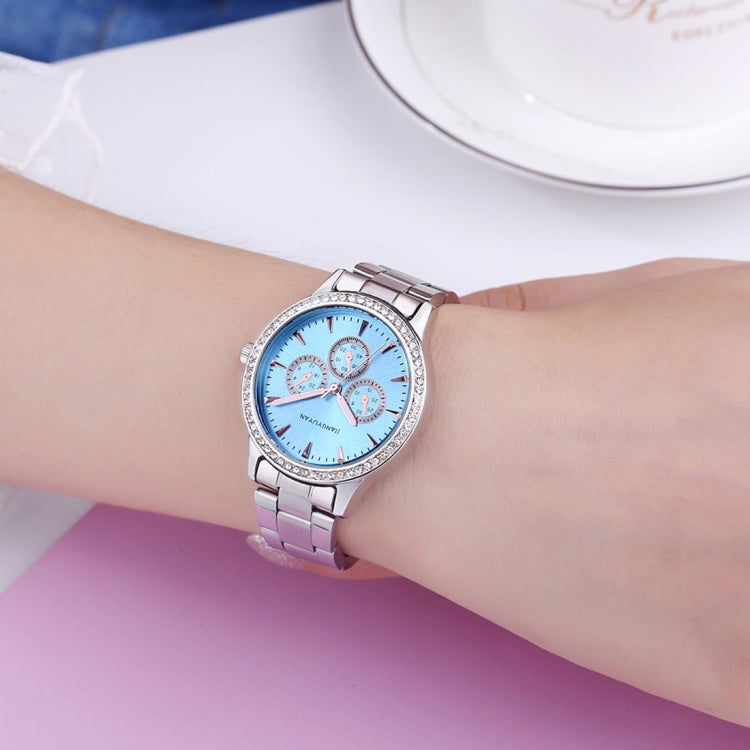 1418 JIAYUYAN Water Resistant Fashion Women Quartz Wrist Watch with Alloy Band  Three Decoration Dials